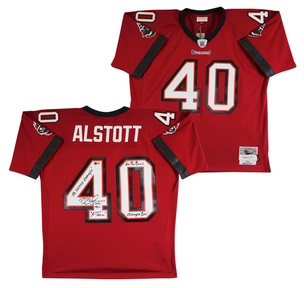 Buccaneers Mike Alstott "4x Insc" Authentic Signed Red M&N TB Jersey BAS Witness