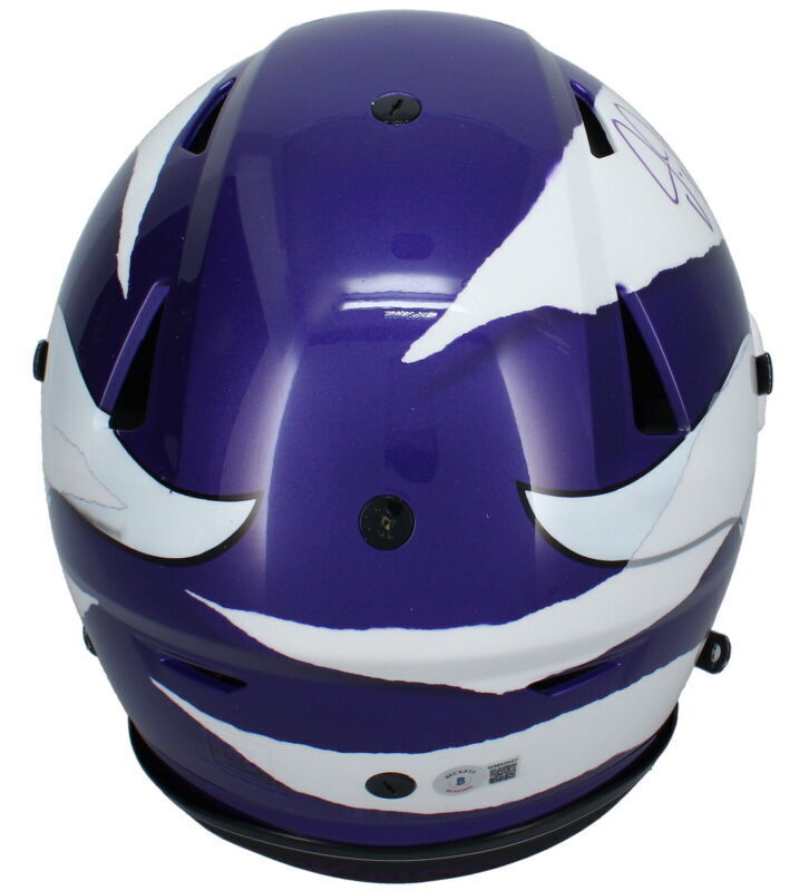 Justin Jefferson Autographed Vikings Ripped Authentic SpeedFlex Helmet ...