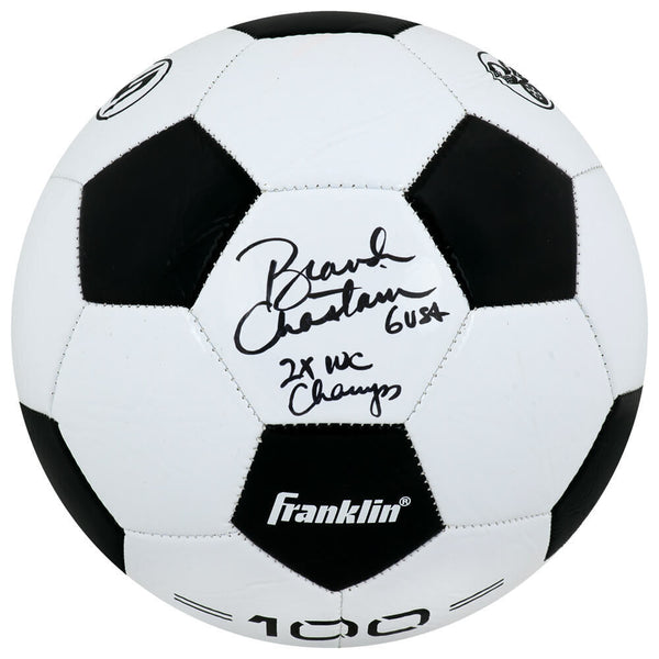 Brandi Chastain Signed Wilson B&W Size 5 Soccer Ball w/2x Champs -(SCHWARTZ COA)