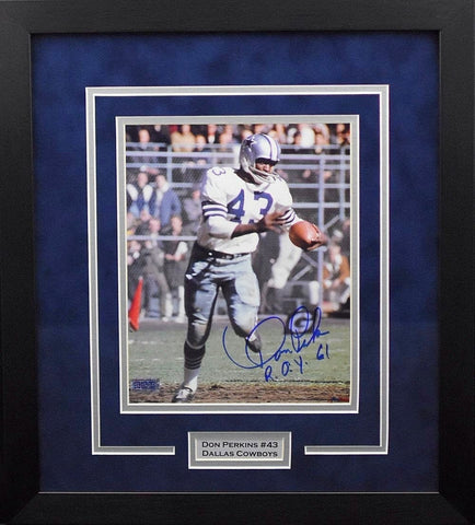 DON PERKINS AUTOGRAPHED DALLAS COWBOYS 8x10 FRAMED PHOTO COA