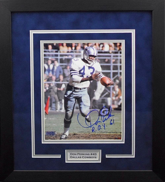 DON PERKINS AUTOGRAPHED DALLAS COWBOYS 8x10 FRAMED PHOTO COA