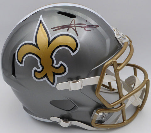 Alvin Kamara Autographed Flash Gold Full Size Helmet Saints Beckett QR #1W403179