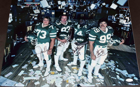 JOE KLECKO GASTINEAU LYONS SALAAM SIGNED JETS NEW YORK SACK EXCHANGE 16x20 PHOTO