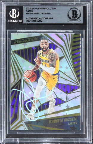 Lakers D'Angelo Russell Signed 2023 Panini Revolution Astro #80 Card BAS Slabbed