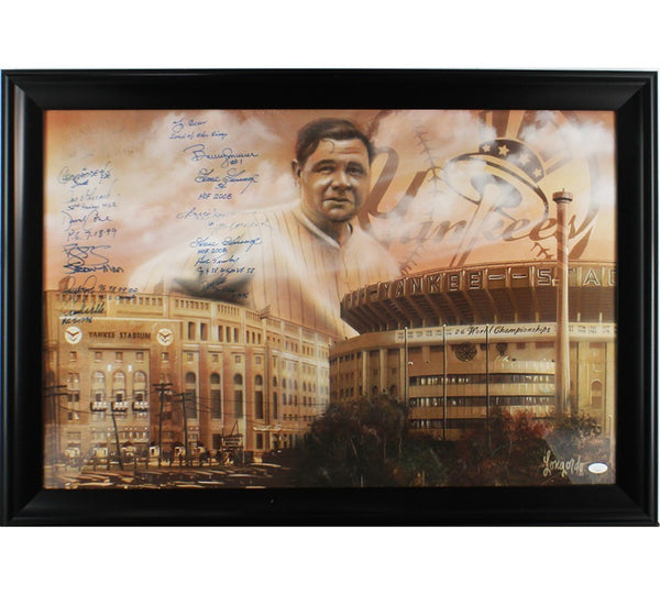 Reggie Jackson, Goose Gossage, Yogi Berra Signed Yankees Framed Collage Photo