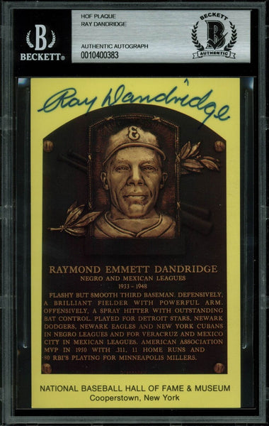 Ray Dandridge Authentic Signed 3.5x5.5 HOF Plaque Postcard BAS Slabbed