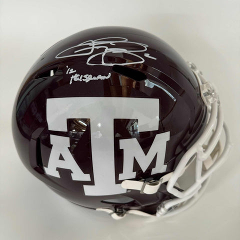 Autographed/Signed Johnny Manziel 12 Heisman Texas A&M FS Replica Helmet BAS COA