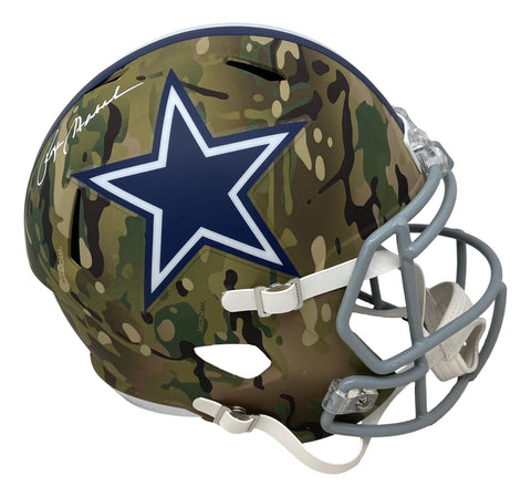 Roger Staubach Signed Dallas Cowboys Full Size Camo Replica Speed Helmet BAS
