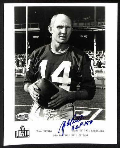 Y.A. Tittle Official Pro Football HOF Auto/Signed 8x10 Photo JSA BA201943