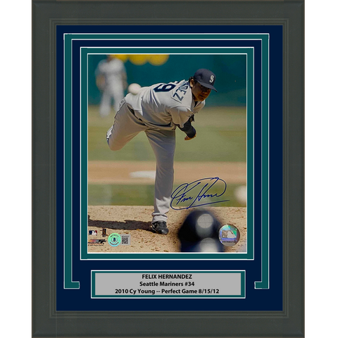 Framed Autographed/Signed Felix Hernandez Seattle Mariners 8x10 Photo BAS COA #2