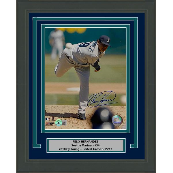 Framed Autographed/Signed Felix Hernandez Seattle Mariners 8x10 Photo BAS COA #2