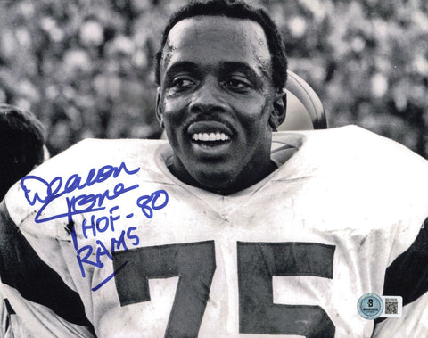 Deacon Jones Autographed Signed 8x10 Photo Rams "HOF 80" Beckett QR #BS12978