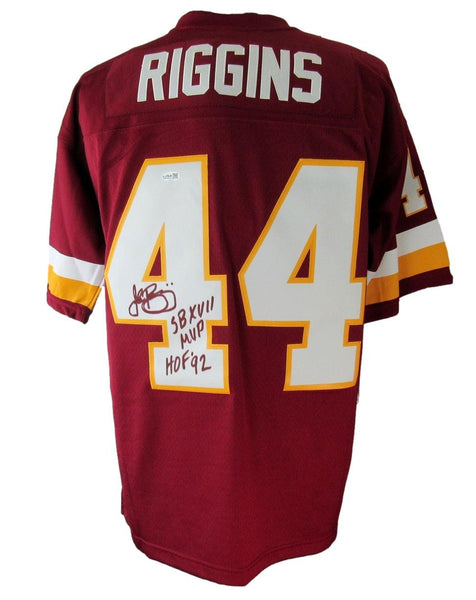 John Riggins HOF Signed/Ins Maroon Mitchell & Ness Football Jersey Redskins JSA2