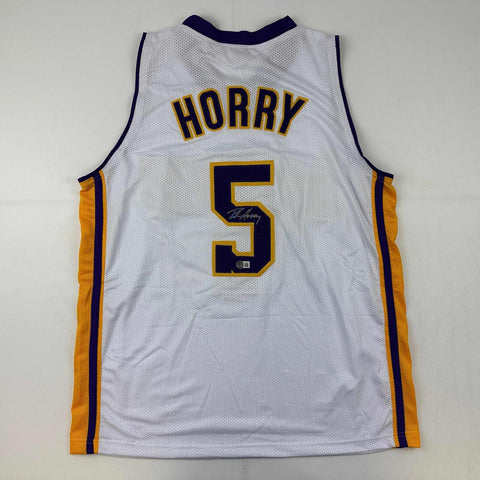 Autographed/Signed Robert Horry Los Angeles LA White Jersey Beckett BAS COA