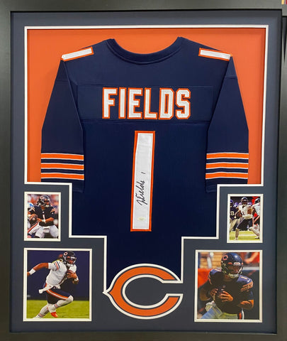 Justin Fields Autographed Signed Framed Chicago Bears Jersey JSA