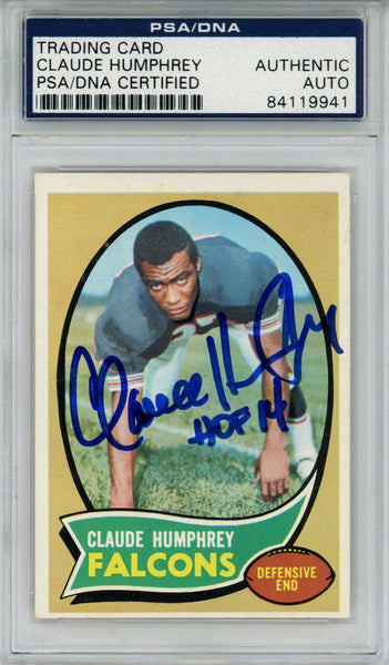 Claude Humphrey Autographed 1970 Topps #156 Trading Card HOF PSA Slab 43639
