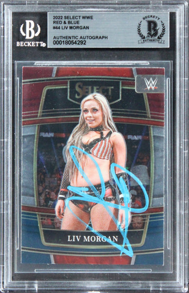 Liv Morgan Authentic Signed 2022 Select WWE Red & Blue #44 Card BAS Slabbed