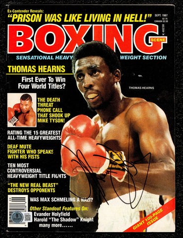 Thomas Hit Man Hearns Autographed Signed Magazine Beckett BAS QR #BM37868