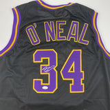 Autographed/Signed SHAQUILLE SHAQ O'NEAL Los Angeles Black Jersey JSA COA Auto