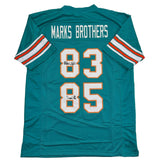 Autographed/Signed Marks Brothers Mark Clayton & Duper Miami Teal Jersey JSA COA