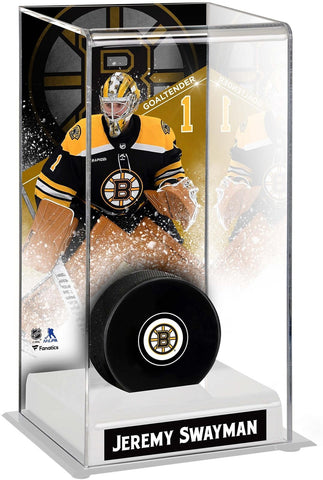 Jeremy Swayman Boston Bruins Deluxe Tall Hockey Puck Case