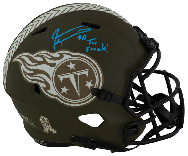 Jevon Kearse Signed Titans SALUTE Riddell F/S Replica Helmet w/The Freak -SS COA