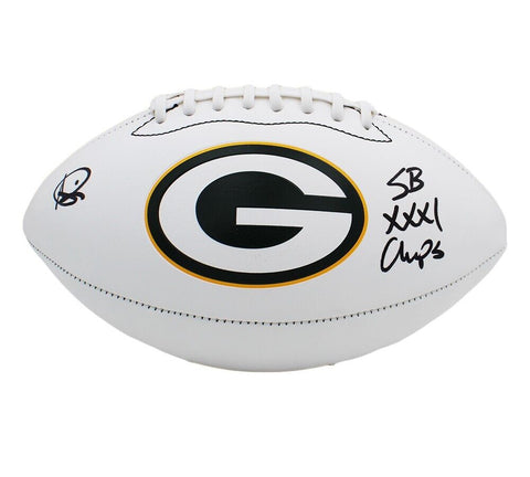 Andre Rison Signed Green Bay Packers Embroidered White Football with Inscription