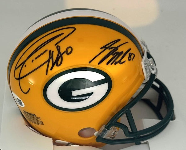 Packers DONALD DRIVER & JORDY NELSON Dual Signed VSR4 Mini Helmet AUTO - JSA