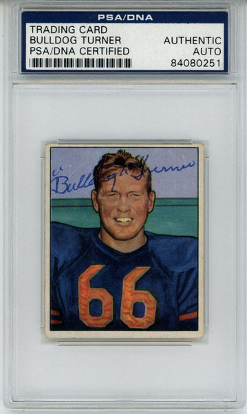Clyde Bulldog Turner Signed 1950 Bowman #28 Gum Trading Card PSA Slab 42638