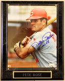 Pete Rose Autographed 8x10 Photo with Plaque