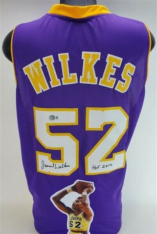 Jamaal Wilkes Signed Los Angeles Lakers Purple Home Picture Jersey (Beckett COA)