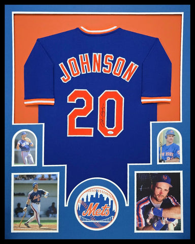 FRAMED HOWARD JOHNSON AUTOGRAPHED SIGNED N.Y. METS JERSEY JSA COA