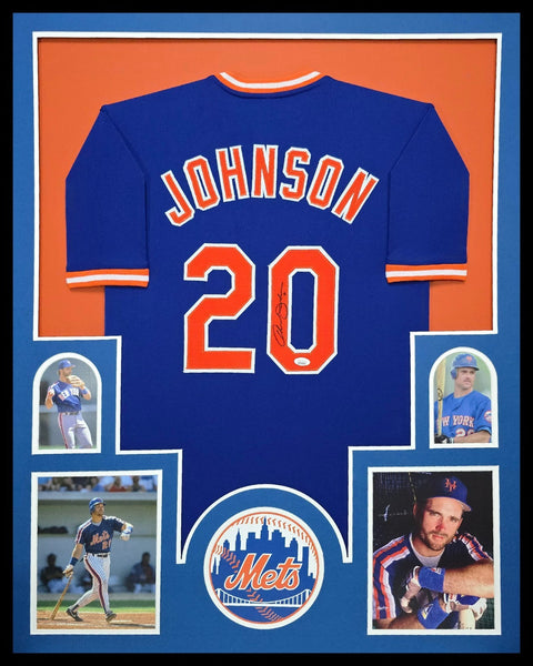 FRAMED HOWARD JOHNSON AUTOGRAPHED SIGNED N.Y. METS JERSEY JSA COA