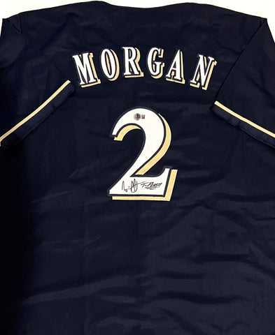 Brewers Outfielder NYJER MORGAN Signed Custom Replica NAVY Jersey AUTO - BAS