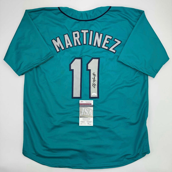 Autographed/Signed Edgar Martinez Seattle Teal Baseball Jersey JSA COA