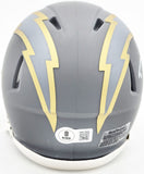 DERWIN JAMES JR. AUTOGRAPHED CHARGERS SLATE GRAY MINI HELMET BECKETT 230073
