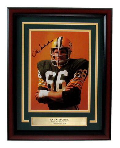 Ray Nitschke HOF Autographed 8x10 Photo Green Bay Packers Framed 183625