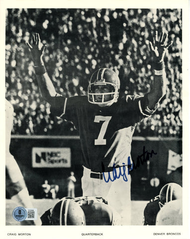 Craig Mortonn Autographed/Signed Denver Broncos 8x10 Photo Beckett 57730