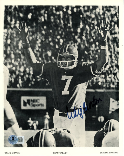 Craig Mortonn Autographed/Signed Denver Broncos 8x10 Photo Beckett 57730