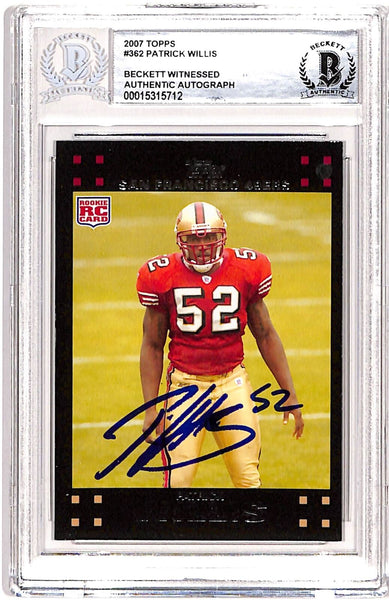 Patrick Willis Autographed/Signed 2007 Topps #362 Card Beckett 38719