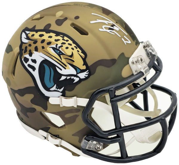 TRAVIS ETIENNE AUTOGRAPHED JAGUARS CAMO SPEED MINI HELMET BECKETT WITNESS 225127