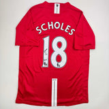 Autographed/Signed Paul Scholes Manchester United Red Jersey Beckett COA