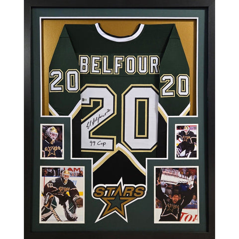 Ed Belfour Autographed Signed Framed Dallas Stars Jersey BECKETT