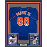 Framed Autographed/Signed Luis Robert 35x39 New York Blue Jersey BAS COA