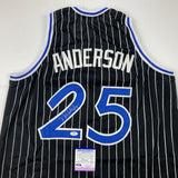 Autographed/Signed Nick Anderson Orlando Black Pinstripe Jersey PSA/DNA COA