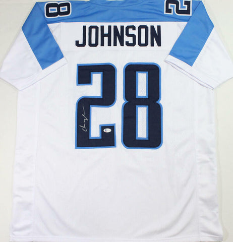 Chris Johnson Autographed White Pro Style Jersey - Beckett W Auth *2