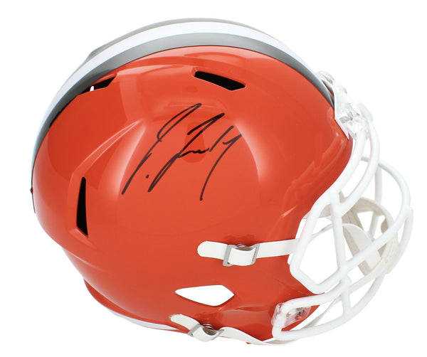 Jerry Jeudy Autographed Throwback Browns Full Size Speed Helmet Beckett