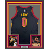Framed Autographed/Signed Kevin Love 35x39 Cleveland Black Jersey BAS COA