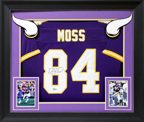Randy Moss Authentic Signed Purple Pro Style Framed Jersey BAS Witnessed