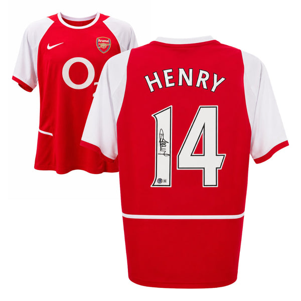 Thierry Henry Signed Arsenal Home Soccer Jersey #14 with Beckett COA
